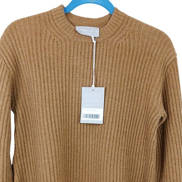 Everlane SZ XXS Oversized Crew In Luxe Merino Sweater - Deep Camel NWT $148 - Picture 3 of 5